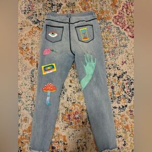 Refuge Gray Skinny Jeans with Artistic Patches